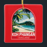Koh Phangan Thailand Reisen Kunstemblem Keramikornament<br><div class="desc">Koh Phangan Retro Vektor Reise Design. Ko Pha-ngan ist eine Insel im Golf von Thailand in der Provinz Surat Thani im Süden Thailands.</div>