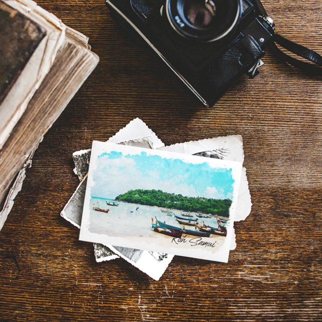 Koh Samui Thailand Beach Paradies Postkarte (koh samui tropical postcard)