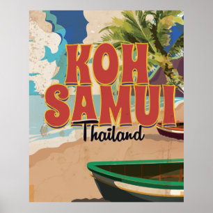 Koh Samui, Thailand Vintage Reiseplakat. Poster
