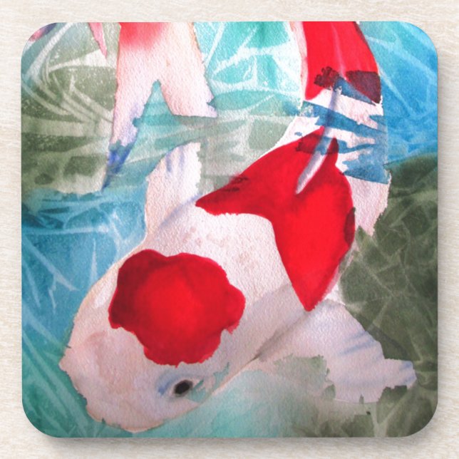 Kohaku Koi 2 Japanische Aquarell-Kunst Getränkeuntersetzer (Vorderseite)