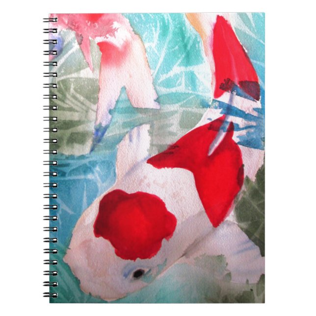 Kohaku Koi 2 Japanische Aquarell-Kunst Notizblock (Vorderseite)
