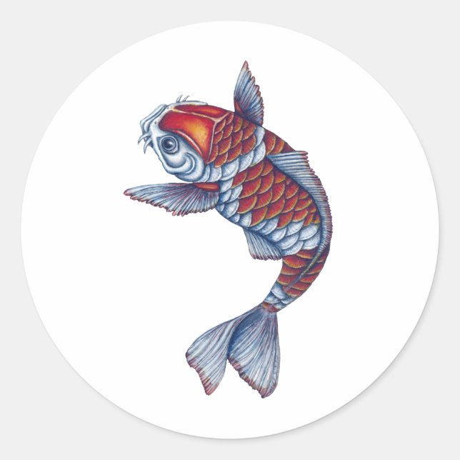 Kohaku Koi Fish Runder Aufkleber (Vorderseite)