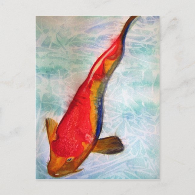 Kohaku Koi Japanische Aquarellkunst Postkarte (Vorderseite)