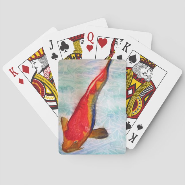 Kohaku Koi Japanische Aquarellkunst Spielkarten (Rückseite)