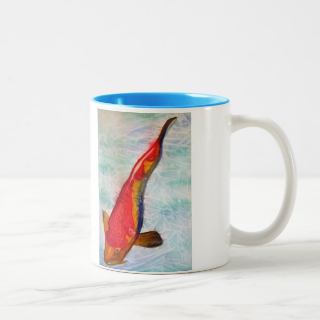 Kohaku Koi Japanische Aquarellkunst Zweifarbige Tasse (Rechts)