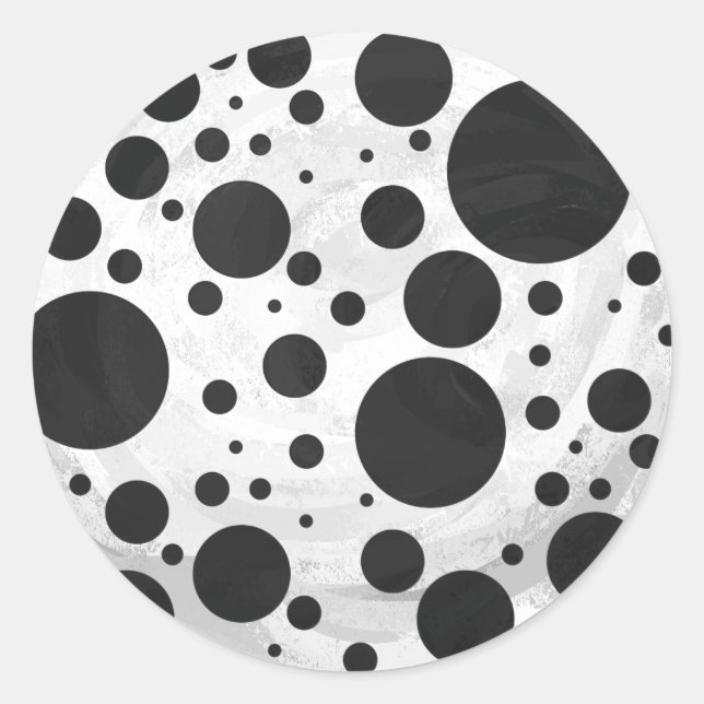 Kohl Black Polka Dot Pattern Runder Aufkleber (Vorderseite)