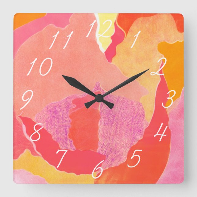 Kohl Rose IV Quadratische Wanduhr (Vorderseite)