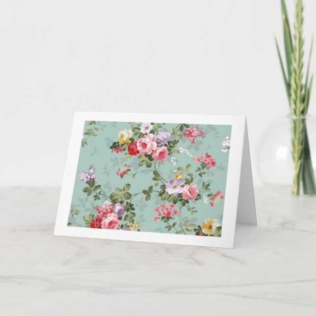 Kohl-Rosen auf hellblauem Karte (Vorderseite)