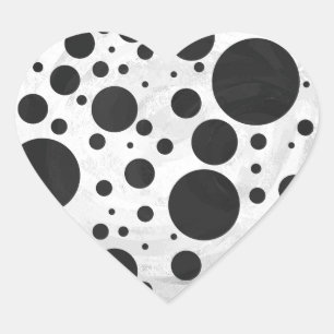 Kohl Schwarzer Polka-Dot-Muster Herz-Aufkleber