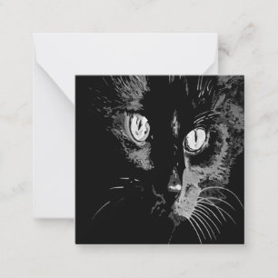 Kohle Künstlerisches schwarzes Katzenporträt Mitteilungskarte