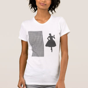 Kohle Modernes Hahnentrittmuster mit Mode-Silhouet T-Shirt