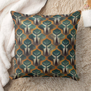 Kohle und Gold Art Deco mit Türkis Akzenten Kissen