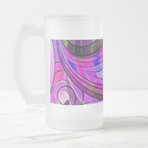 Kohle und Rose Wasserdoodle mit schwarzen Linien Mattglas Bierglas