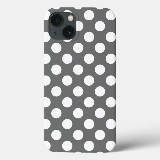 Kohle und weiße Polka-Punkte Case-Mate iPhone Hülle (Rückseite)