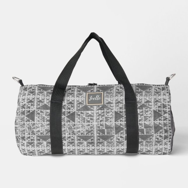 Kohle und weißes Dreieck Duffle Bag (Vorderseite)