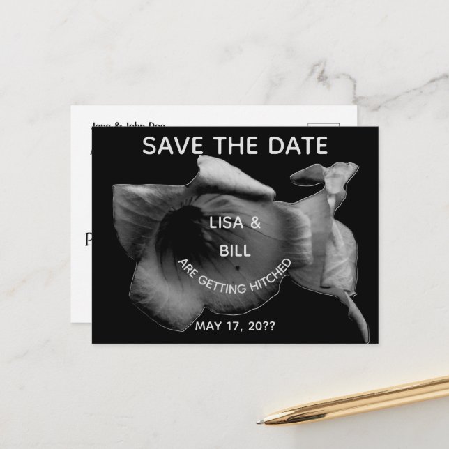 Kohle-Wildblume Save the Date Postkarte (Vorderseite/Rückseite Beispiel)