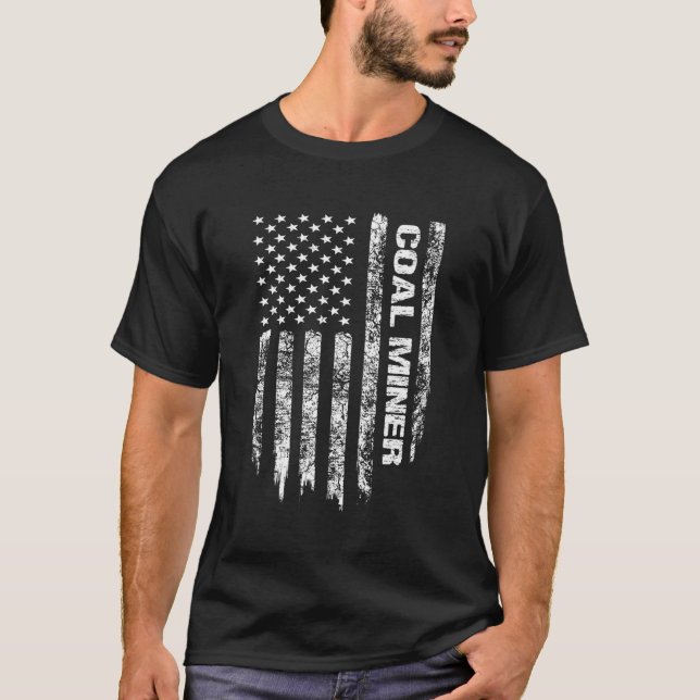 Kohlebergbau Shirt Amerikanische Flagge Kohlebergb (Vorderseite)