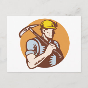 Kohlebergwerk bei der Arbeit mit Pick-ax Postkarte