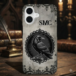 Kohlegotische Rabenmonogramminitiale iPhone 16 Hülle