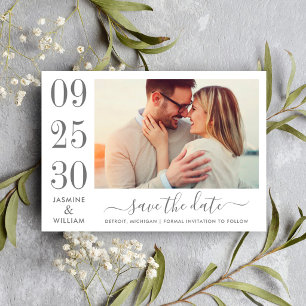 Kohlegrau Fettgedrucktes Datum Numerisches Foto Ho Save The Date