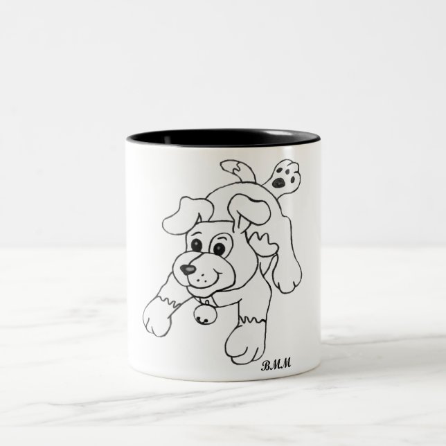 Kohlenhund Zweifarbige Tasse (Mittel)