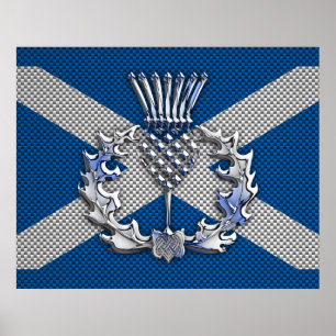 Kohlenstoff-Faser-Druck-Schottland-Flagge Poster