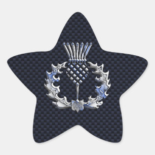 Kohlenstoff-Faser-Druck-Silberscottish-Distel Stern-Aufkleber
