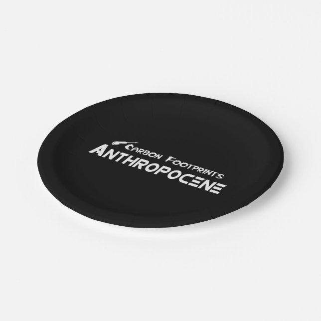 Kohlenstoff-Fußabdrücke - Anthropozän Pappteller (Schrägansicht)