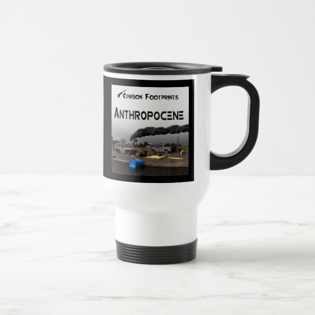 Kohlenstoff-Fußabdrücke - Anthropozän Reisebecher (Rechts)