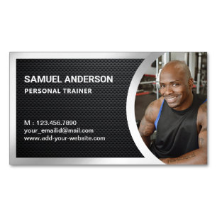 Kohlenstofffaser Silber Fitness Personal Trainer F Magnetische Visitenkarte