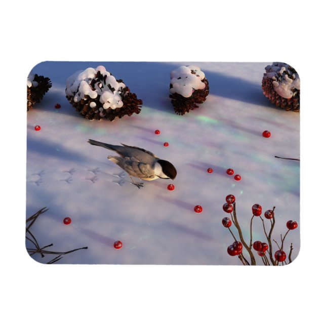 Kohlmeise Winter Flexmagnet Magnet (Horizontal)