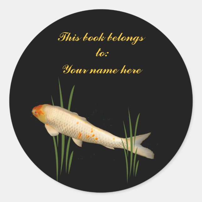 Koi Buchzeichen Runder Aufkleber (Vorderseite)