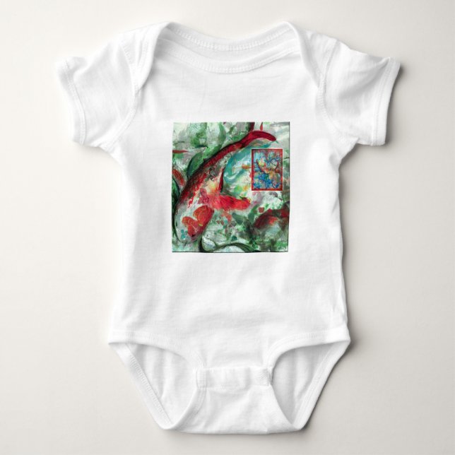 Koi Carp Fish Painting Baby Strampler (Vorderseite)