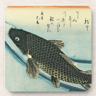 Koi (Carp) - Hiroshige japanische Fischdruckerei Getränkeuntersetzer