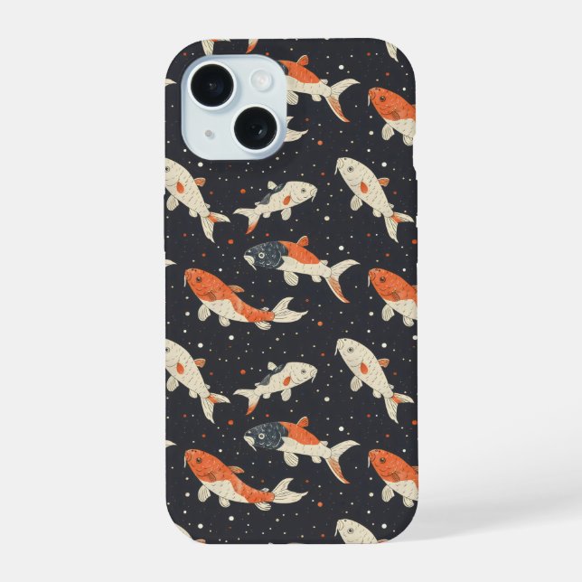 Koi Carps Muster iPhone 15 Hülle (Rückseite)