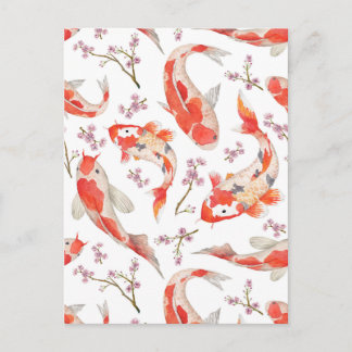 Koi Cherry Blossom Pattern Postkarte