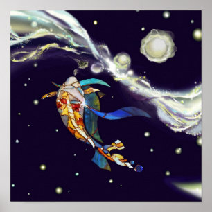 Koi en affiche en verre d'intérieur de concepteur