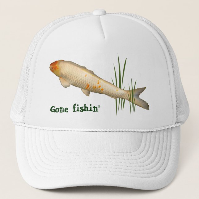 Koi Entwurf - gegangenes Fishin Truckerkappe (Vorderseite)