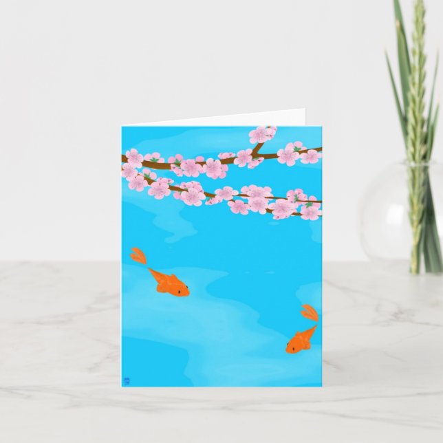 Koi et carte de note de Sakura (Devant)
