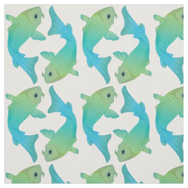Koi Fisch-blaues und grünes Fisch-Muster-Gewebe Stoff (Muster)
