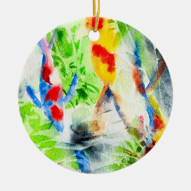 Koi Fisch farbige Aquarellkunst Keramik Ornament (Vorne)