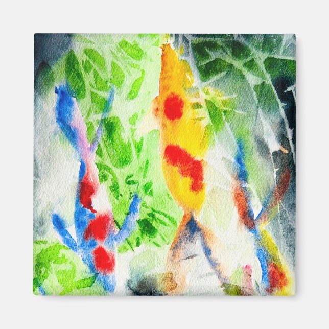 Koi Fisch farbige Aquarellkunst Magnet (Vorne)