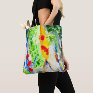 Koi Fisch farbige Aquarellkunst Tasche