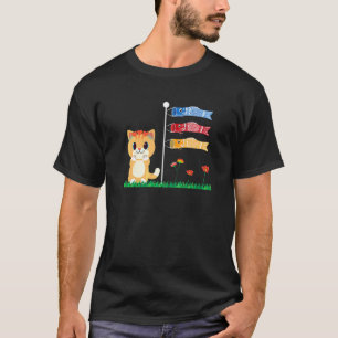 Koi-Fisch-Flagge Katze Koi-Fisch-Garten Japanische T-Shirt