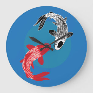Koi-Fisch Große Wanduhr