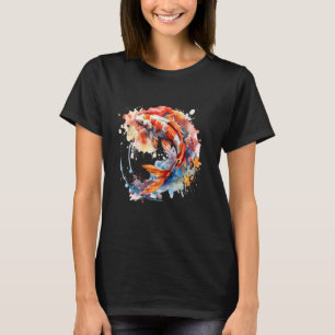 Koi-Fisch Japanischer Koi-Karpfenfisch Wasserfarbe T-Shirt