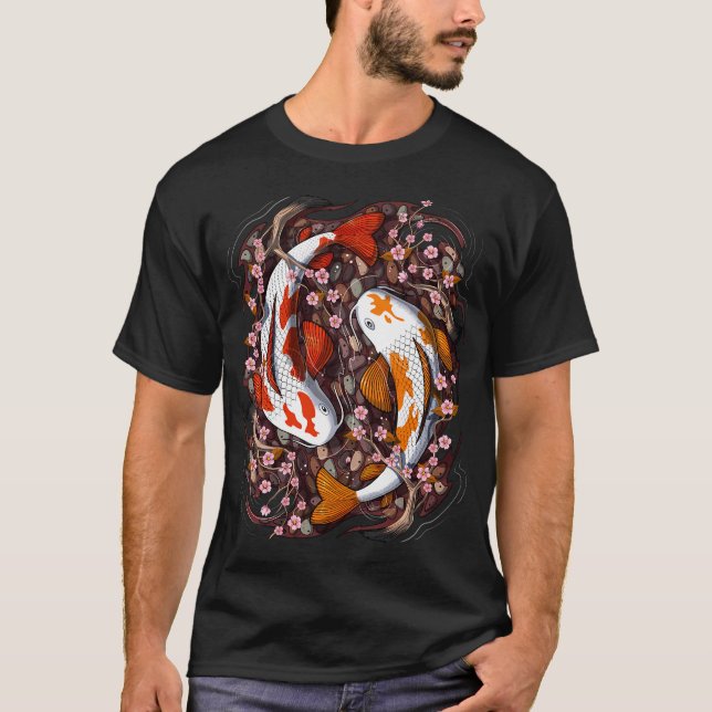 Koi-Fisch Kirschblüte T-Shirt (Vorderseite)