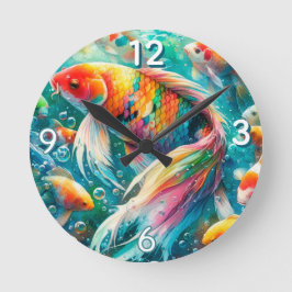 Koi-Fisch mit farbenfrohen Schuppen Wanduhr