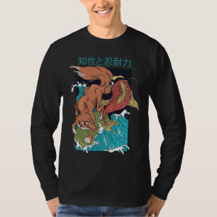 Koi-Fisch mit Fuchs im japanischen Stil Design T-Shirt