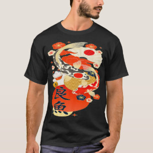 Koi Fisch mit YangJapanisch Lucky Cat-Maneki T-Shirt